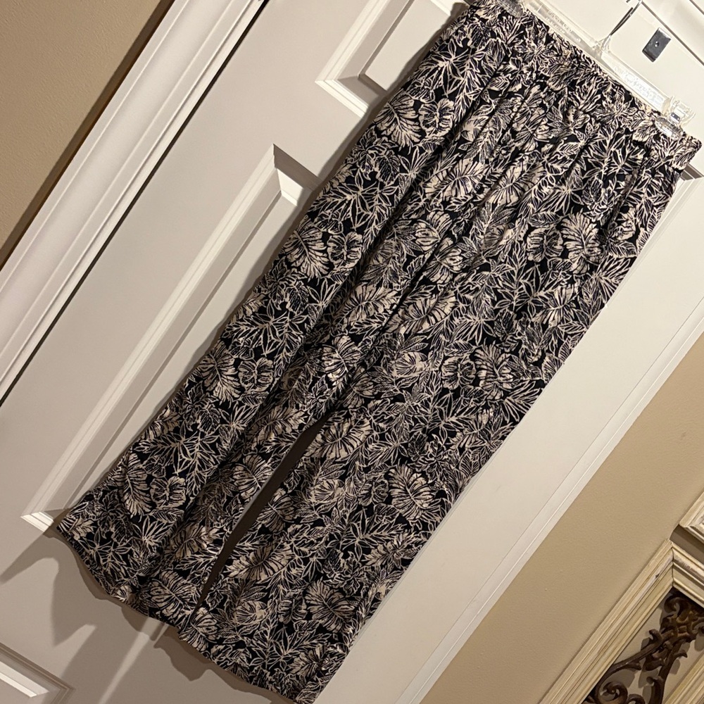 Sigrid Olsen Black and Cream Floral Maxi Skirt